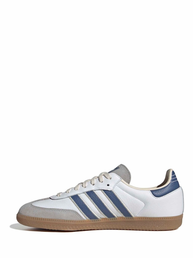 adidas Originals White/Blue Samba OG Trainers - Image 2 of 9 adidas Originals White/Blue Samba OG Trainers - Image 2 of 9