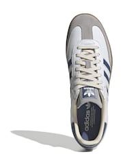 adidas Originals White/Blue Samba OG Trainers - Image 6 of 9