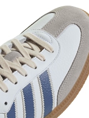 adidas Originals White/Blue Samba OG Trainers - Image 8 of 9