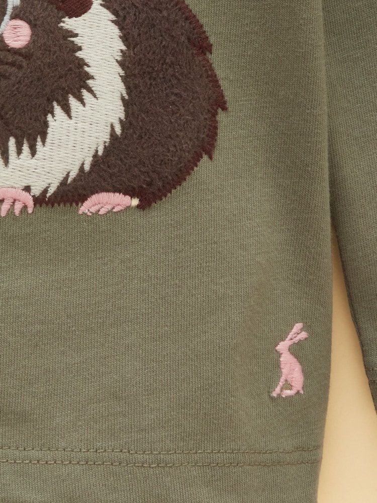 Joules Girls' Ava Khaki Green Applique Long Sleeve Top - Image 5 of 5 Joules Girls' Ava Khaki Green Applique Long Sleeve Top - Image 5 of 5