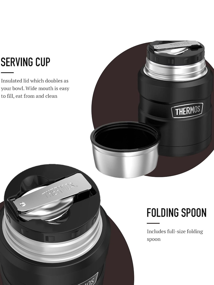 Thermos Matt Black Stainless King Food Flask - Image 2 of 2 Thermos Matt Black Stainless King Food Flask - Image 2 of 2