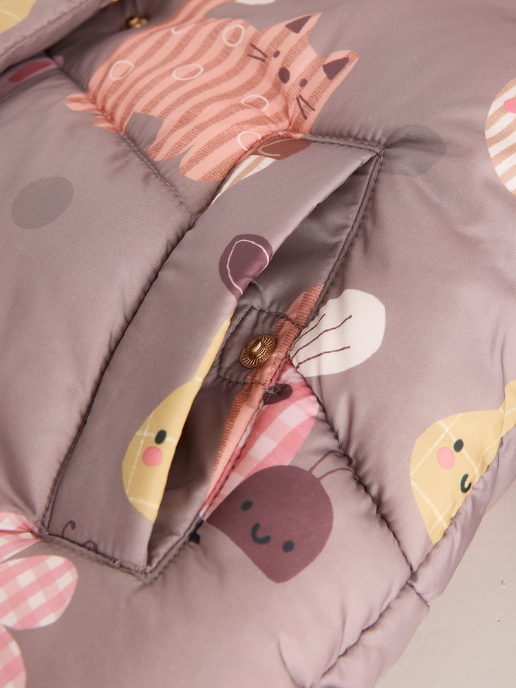 Chocolate Brown Characters Shower Resistant Faux Fur Trim Padded Coat (6mths-7yrs) - Image 10 of 10 Chocolate Brown Characters Shower Resistant Faux Fur Trim Padded Coat (6mths-7yrs) - Image 10 of 10
