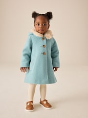 Asul - Faux Fur Collar Hooded Coat (3mths-7yrs) - Larawan 2 ng 4