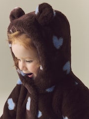 Chocolate Brown Hearts - Faux Fur Hooded Coat (12mths-7yrs) - תמונה 4 מתוך 9