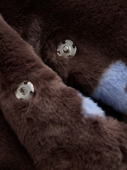 Chocolate Brown Hearts - Faux Fur Hooded Coat (12mths-7yrs) - תמונה 9 מתוך 9