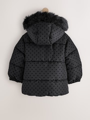 Black Polka Dot Shower Resistant Padded Coat (3mths-7yrs) - Image 3 of 5