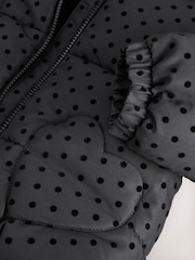 Black Polka Dot Shower Resistant Padded Coat (3mths-7yrs) - Image 4 of 5