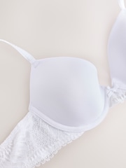 Blanco - A-E Lightly Padded Plunge Smoothing Cup & Lace Wing Bra - Imagen 5 de 6