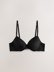 Negro - A-E Lightly Padded Plunge Smoothing Cup & Lace Wing Bra - Imagen 4 de 6