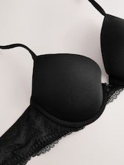 Negro - A-E Lightly Padded Plunge Smoothing Cup & Lace Wing Bra - Imagen 5 de 6