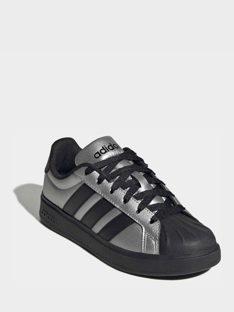 adidas Grey Street Talk Lace Junior Trainers - Image 1 of 9