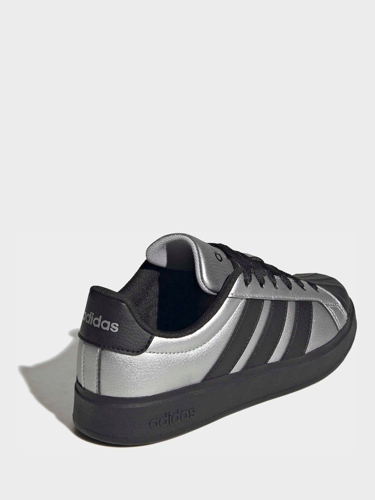 adidas Grey Street Talk Lace Junior Trainers - Image 2 of 9