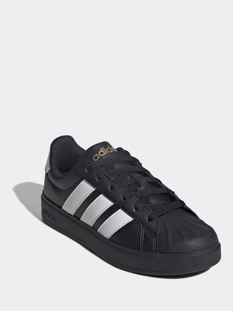 adidas Black/White Street Talk Lace Junior Trainers - Image 1 of 9