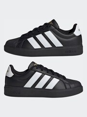 adidas Black/White Street Talk Lace Junior Trainers - Image 5 of 9