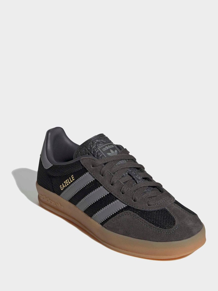adidas Originals Grey Gazelle Indoor Trainers - Image 1 of 8