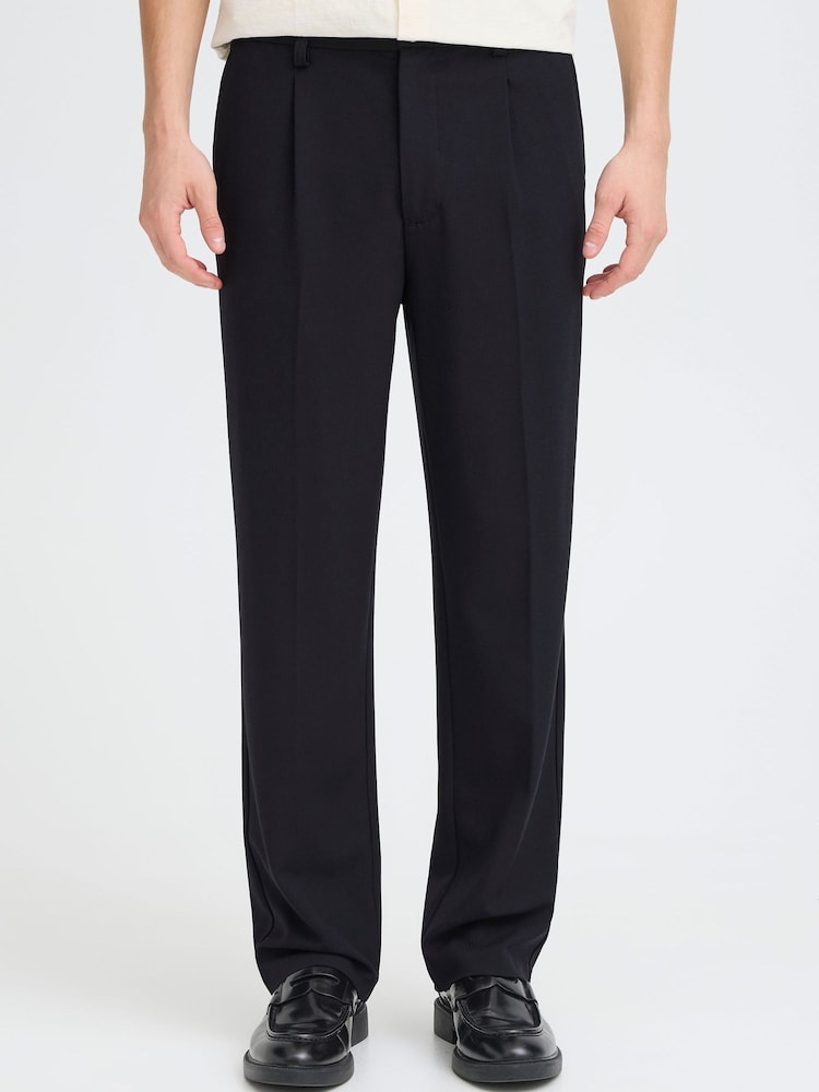 Casual Friday Black CFPIERCE Loose Fit Pleated Trousers - Image 1 of 7 Casual Friday Black CFPIERCE Loose Fit Pleated Trousers - Image 1 of 7