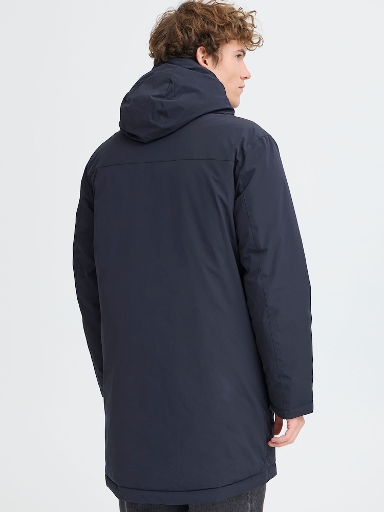 Casual Friday Blue CFKLINT Longline Padded Parka Coat - Image 2 of 8 Casual Friday Blue CFKLINT Longline Padded Parka Coat - Image 2 of 8