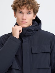 Casual Friday Blue CFKLINT Longline Padded Parka Coat - Image 4 of 8