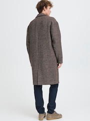 Casual Friday Brown CFFRIDOLF Houndstooth Wool Mix Overcoat - Image 2 of 8