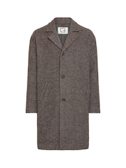 Casual Friday Brown CFFRIDOLF Houndstooth Wool Mix Overcoat - Image 6 of 8