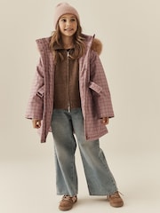 Pink Check Waterproof Belted Padded Coat (3-16yrs) - Image 2 of 10