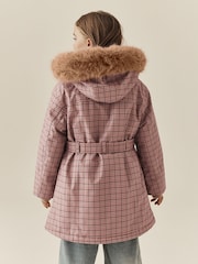 Pink Check Waterproof Belted Padded Coat (3-16yrs) - Image 4 of 10