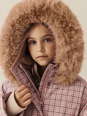 Pink Check Waterproof Belted Padded Coat (3-16yrs) - Image 5 of 10