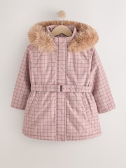 Pink Check Waterproof Belted Padded Coat (3-16yrs) - Image 7 of 10