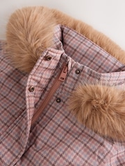 Pink Check Waterproof Belted Padded Coat (3-16yrs) - Image 9 of 10