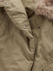 Khaki Green Shower Resistant Oversized Bomber Jacket with Faux Fur Collar (3-16yrs) - Image 7 of 8