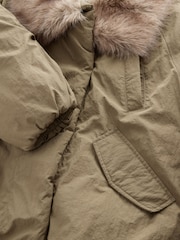 Khaki Green Shower Resistant Oversized Bomber Jacket with Faux Fur Collar (3-16yrs) - Image 8 of 8