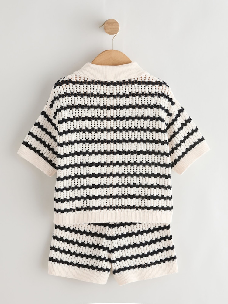 Monochrome Knitted Shirt & Shorts Set (3-16yrs) - Image 2 of 5