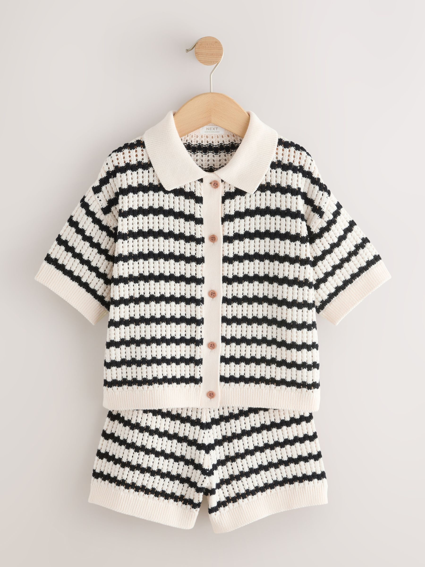 Buy Monochrome Knitted Shirt & Shorts Set (3-16yrs) from the Next