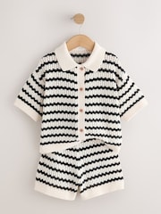 Monochrome Knitted Shirt & Shorts Set (3-16yrs) - Image 6 of 9