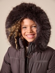 Charcoal Grey Shirred Sleeve Shower Resistant Padded Coat (3-16yrs) - Image 3 of 10