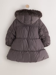 Charcoal Grey Shirred Sleeve Shower Resistant Padded Coat (3-16yrs) - Image 8 of 10