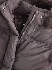 Charcoal Grey Shirred Sleeve Shower Resistant Padded Coat (3-16yrs) - Image 9 of 10