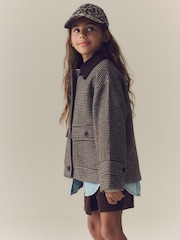 Brown Check Short Jacket With Wool (3-16yrs) - Image 3 of 10