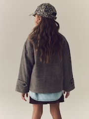 Brown Check Short Jacket With Wool (3-16yrs) - Image 4 of 10