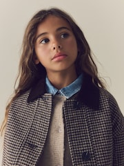 Brown Check Short Jacket With Wool (3-16yrs) - Image 5 of 10