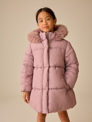 Light Pink Shirred Sleeve Shower Resistant Padded Coat (3-16yrs) - Image 1 of 9