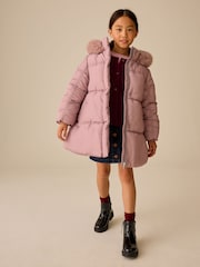 Light Pink Shirred Sleeve Shower Resistant Padded Coat (3-16yrs) - Image 2 of 9