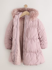Light Pink Shirred Sleeve Shower Resistant Padded Coat (3-16yrs) - Image 6 of 9