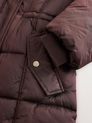 Chocolate Brown Faux Fur Collar Padded Shower Resistant Coat (3-16yrs) - Image 11 of 12