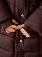 Chocolate Brown Faux Fur Collar Padded Shower Resistant Coat (3-16yrs) - Image 5 of 12