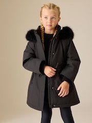 Black Waterproof Belted Padded Coat (3-16yrs) - Image 2 of 5