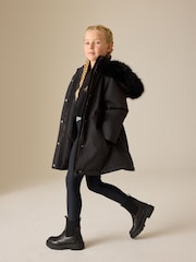 Black Waterproof Belted Padded Coat (3-16yrs) - Image 3 of 5