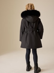 Black Waterproof Belted Padded Coat (3-16yrs) - Image 4 of 5