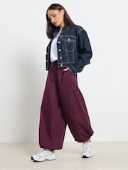 PixieGirl Petite Purple Poplin Cuffed Balloon Joggers - Image 1 of 5