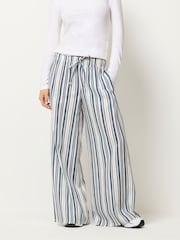 PixieGirl Petite Blue Stripe Wide Leg Trousers - Image 2 of 5